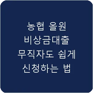 농협 올원 비상금대출 무직자도 쉽게 신청하는 법