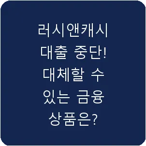러시앤캐시 대출 중단! 대체할 수 있는 금융 상품은?