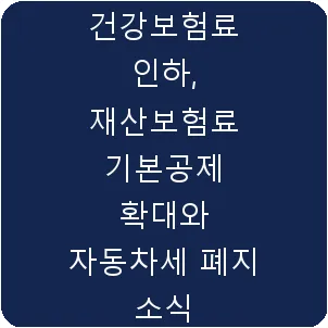 건강보험료 인하, 재산보험료 기본공제 확대와 자동차세 폐지 소식