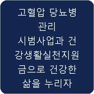 고혈압 당뇨병 관리 시범사업과 건강생활실천지원금으로 건강한 삶을 누리자