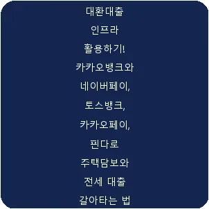 대환대출 인프라 활용하기! 카카오뱅크와 네이버페이, 토스뱅크, 카카오페이, 핀다로 주택담보와 전세 대출 갈아타는 법