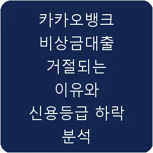 카카오뱅크 비상금대출 거절되는 이유와 신용등급 하락 분석