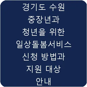경기도 수원 중장년과 청년을 위한 일상돌봄서비스 신청 방법과 지원 대상 안내