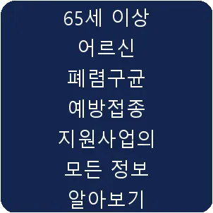 65세 이상 어르신 폐렴구균 예방접종 지원사업의 모든 정보 알아보기
