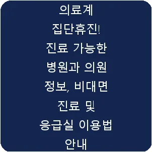 의료계 집단휴진! 진료 가능한 병원과 의원 정보, 비대면 진료 및 응급실 이용법 안내