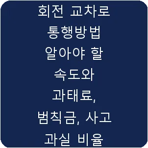 회전 교차로 통행방법 알아야 할 속도와 과태료, 범칙금, 사고 과실 비율
