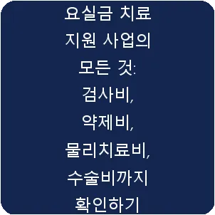 요실금 치료 지원 사업의 모든 것: 검사비, 약제비, 물리치료비, 수술비까지 확인하기