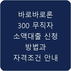 바로바로론 300 무직자 소액대출 신청 방법과 자격조건 안내