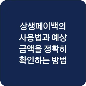 상생페이백의 사용법과 예상 금액을 정확히 확인하는 방법