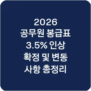 2026 공무원 봉급표 3.5% 인상 확정 및 변동 사항 총정리