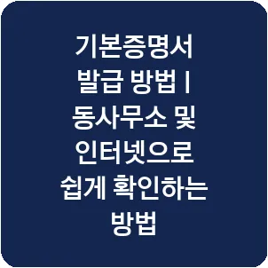 기본증명서 발급 방법 | 동사무소 및 인터넷으로 쉽게 확인하는 방법