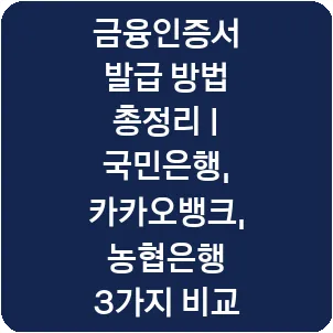금융인증서 발급 방법 총정리 | 국민은행, 카카오뱅크, 농협은행 3가지 비교