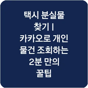 택시 분실물 찾기 | 카카오로 개인 물건 조회하는 2분 만의 꿀팁