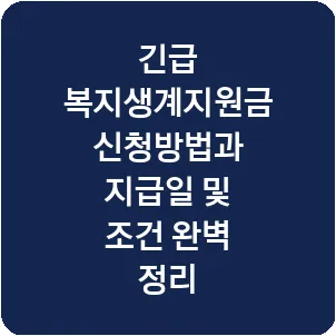 긴급 복지생계지원금 신청방법과 지급일 및 조건 완벽 정리