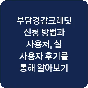 부담경감크레딧 신청 방법과 사용처, 실 사용자 후기를 통해 알아보기