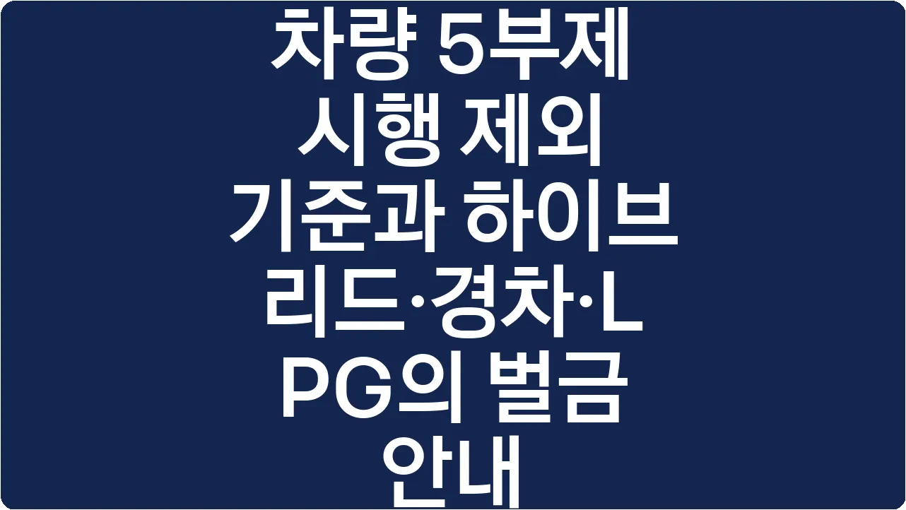 차량 5부제 시행 제외 기준과 하이브리드·경차·LPG의 벌금 안내