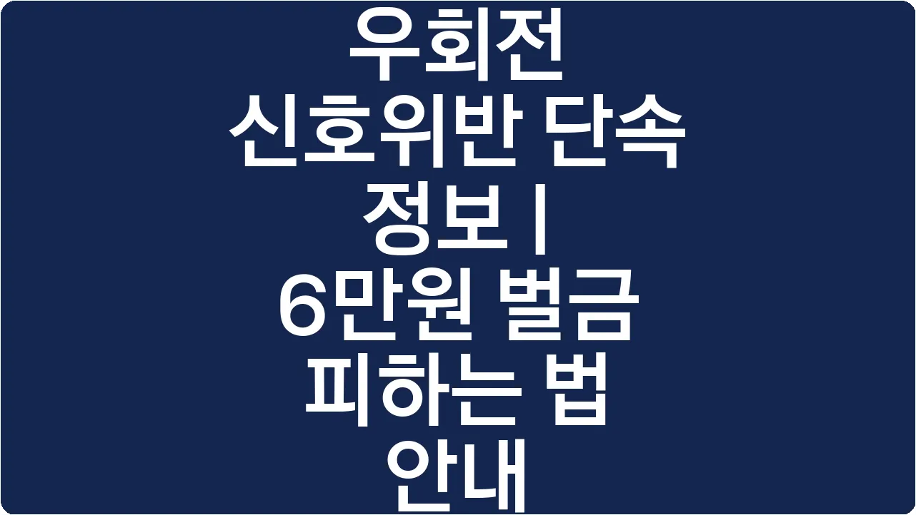 우회전 신호위반 단속 정보 | 6만원 벌금 피하는 법 안내