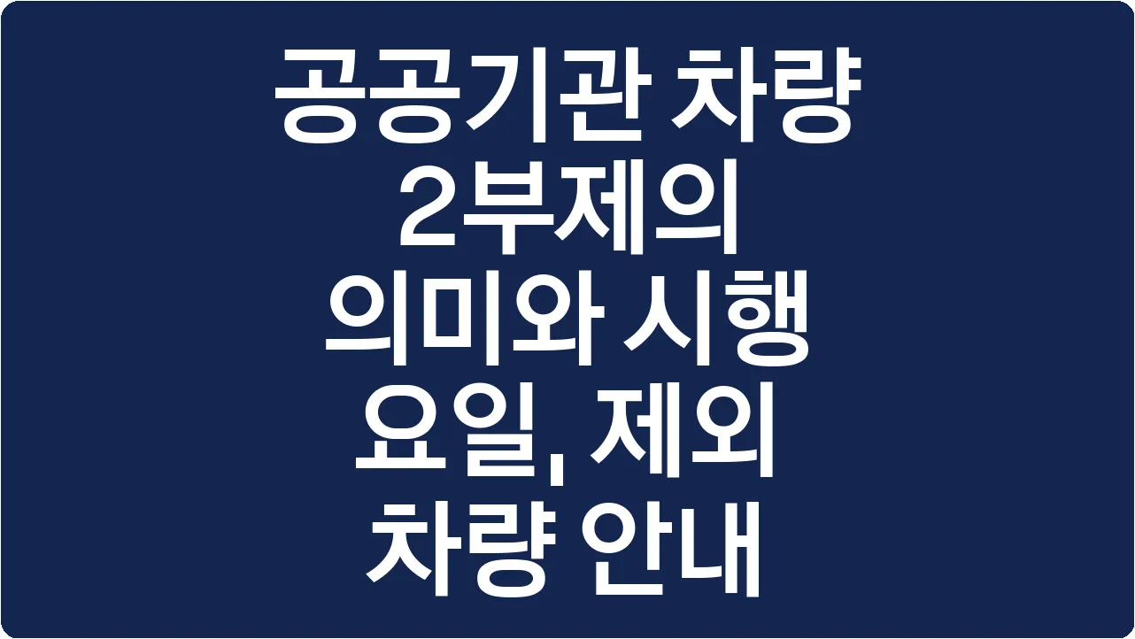 공공기관 차량 2부제의 의미와 시행 요일, 제외 차량 안내