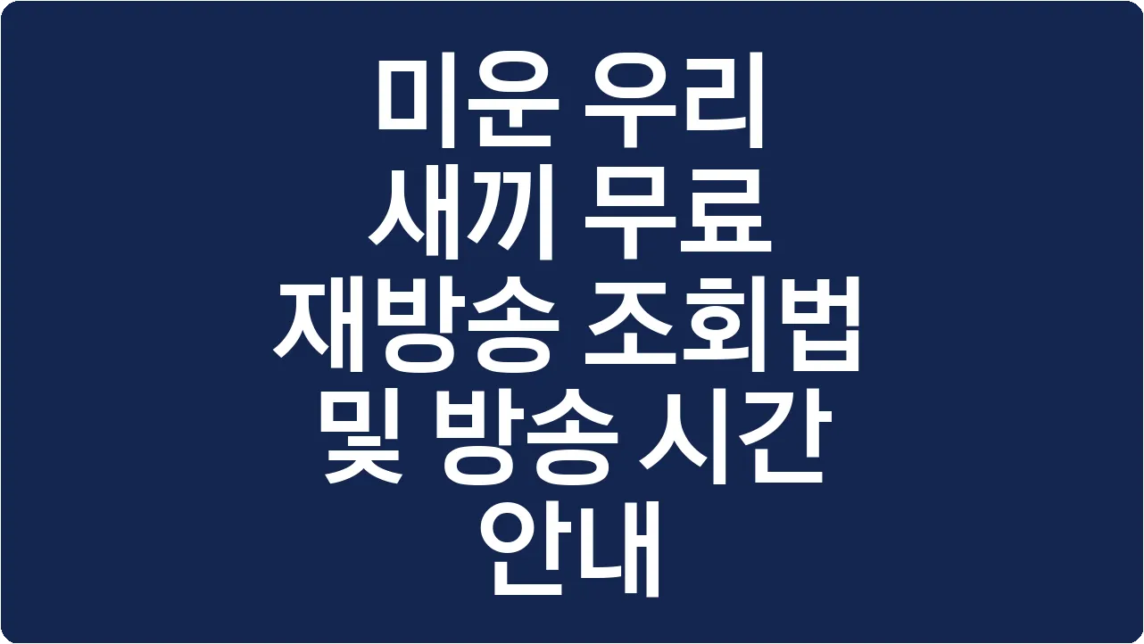 미운 우리 새끼 무료 재방송 조회법 및 방송 시간 안내