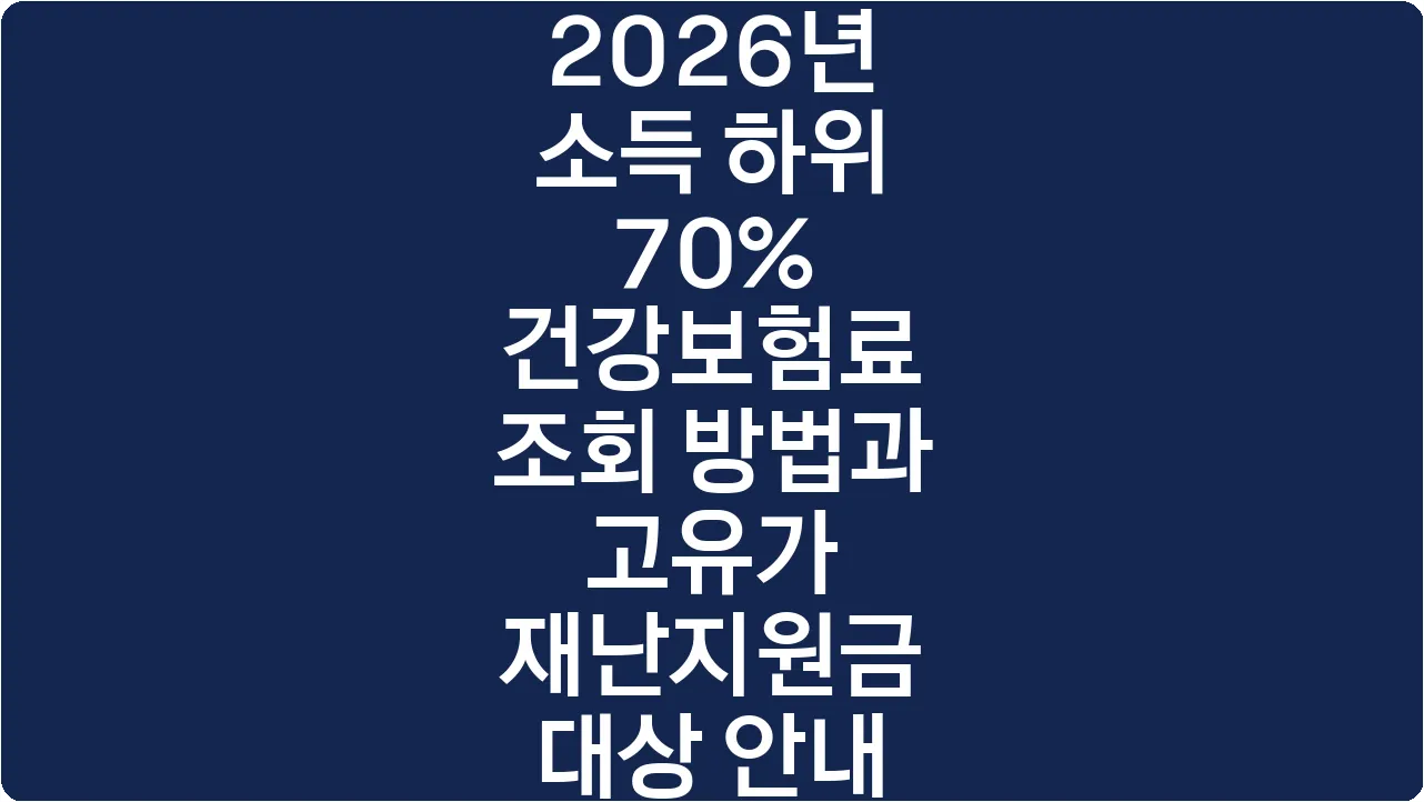 2026년 소득 하위 70% 건강보험료 조회 방법과 고유가 재난지원금 대상 안내