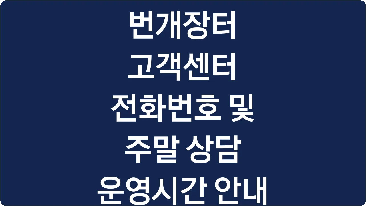 번개장터 고객센터 전화번호 및 주말 상담 운영시간 안내