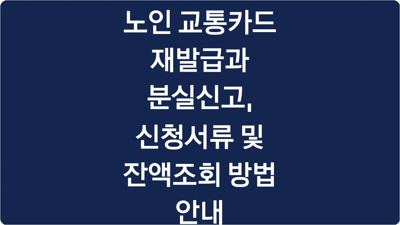 노인 교통카드 재발급과 분실신고, 신청서류 및 잔액조회 방법 안내