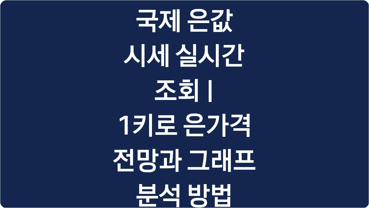 국제 은값 시세 실시간 조회 | 1키로 은가격 전망과 그래프 분석 방법