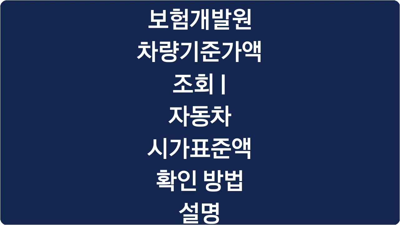 보험개발원 차량기준가액 조회 | 자동차 시가표준액 확인 방법 설명