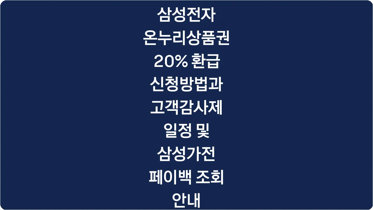 삼성전자 온누리상품권 20% 환급 신청방법과 고객감사제 일정 및 삼성가전 페이백 조회 안내