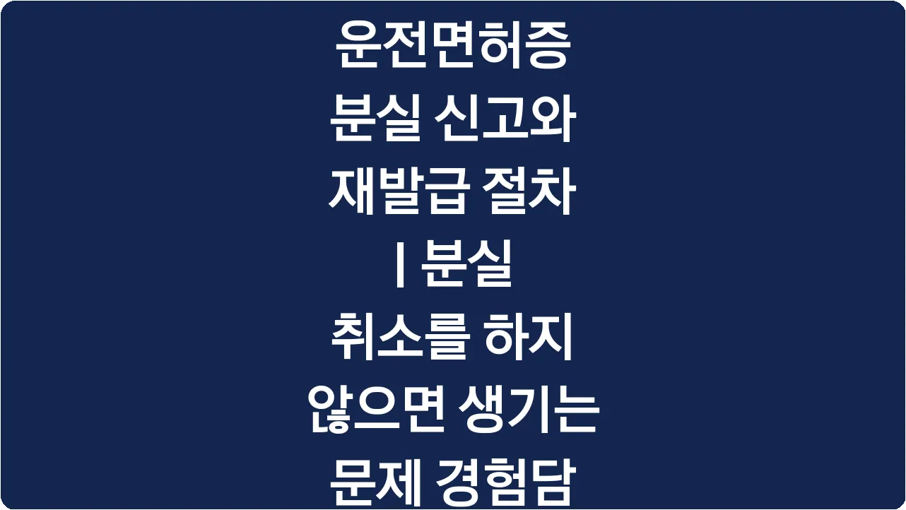 운전면허증 분실 신고와 재발급 절차 | 분실 취소를 하지 않으면 생기는 문제 경험담