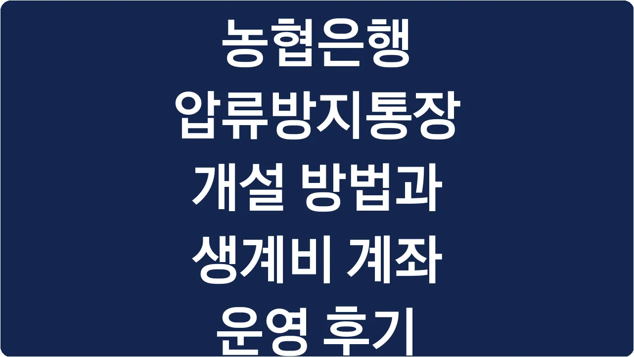 농협은행 압류방지통장 개설 방법과 생계비 계좌 운영 후기