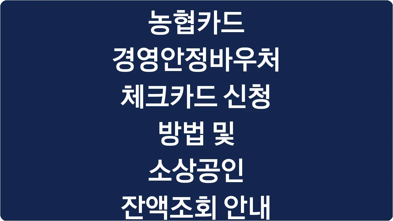 농협카드 경영안정바우처 체크카드 신청 방법 및 소상공인 잔액조회 안내