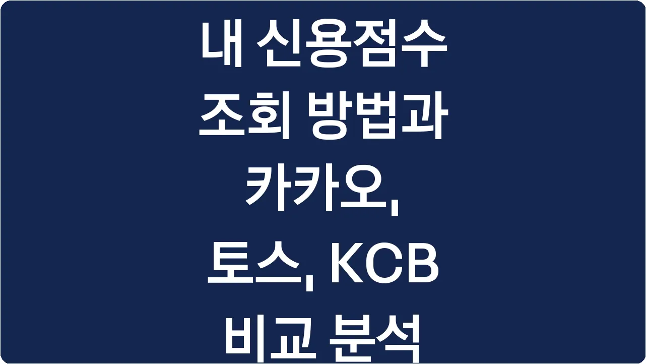 내 신용점수 조회 방법과 카카오, 토스, KCB 비교 분석